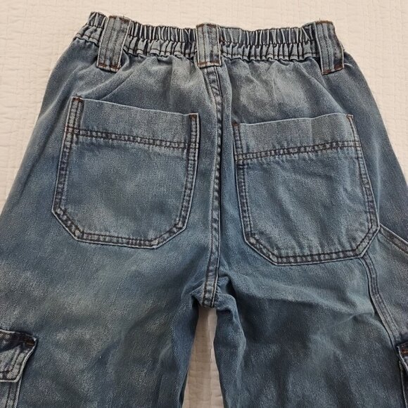 Simple Society High-Rise Wide-Leg Cargo Denim Pants Women's 1 (25x29) 6 Pockets - Picture 4 of 16